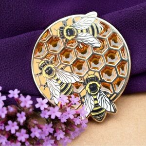 Bee and Honeycomb Enamel Pin